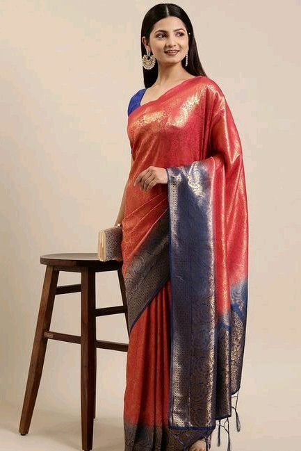 Traditional Kanjivaram Style Soft Art Silk Saree With Blouse Piece