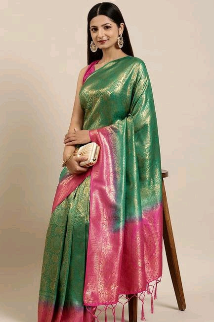 Traditional Kanjivaram Style Soft Art Silk Saree With Blouse Piece